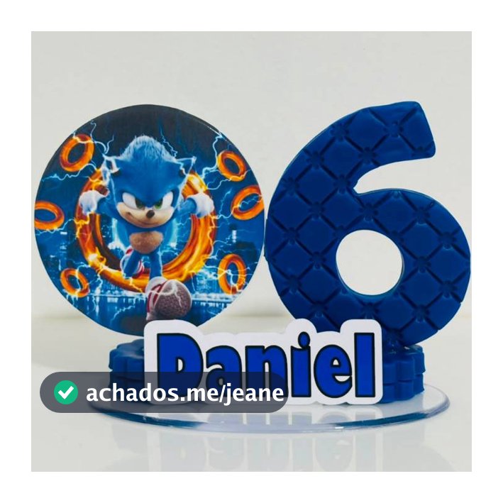 Vela de Aniversário Sonic Jogo Video Game Biscuit Personalizado Com Nome / Festa de Aniversário / Parabéns / Infantil