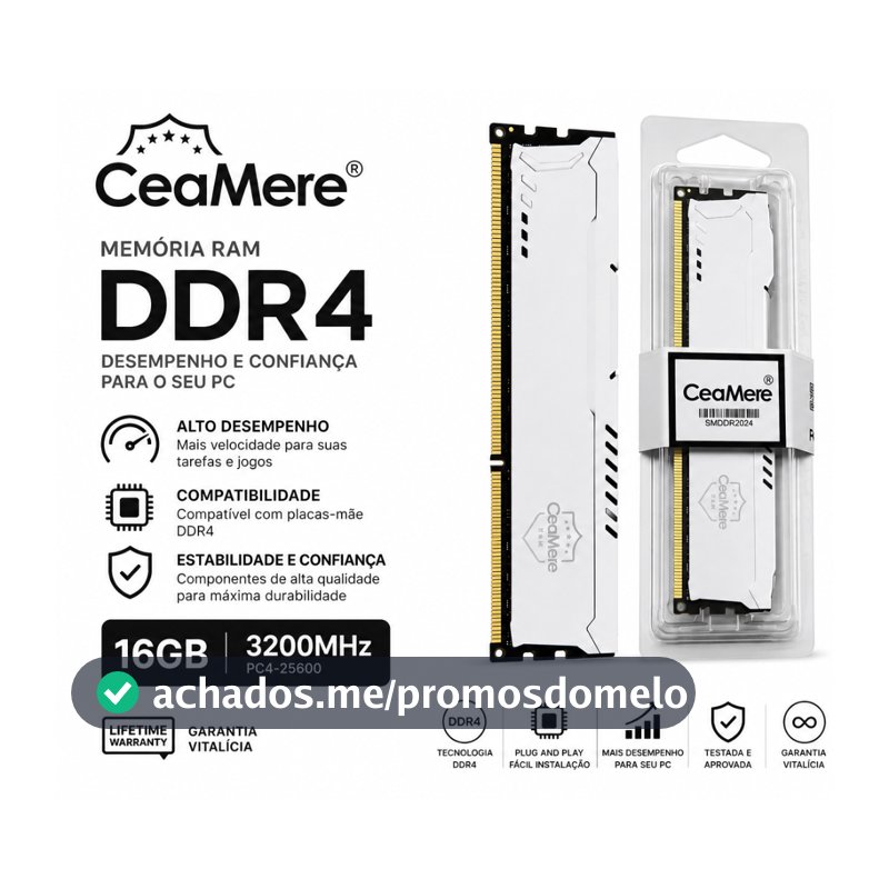 Memória RAM DDR4 16GB / 8GB 3200MHz / 2666MHz Desktop PC 288PIN 1.2V CeaMere Alta Performance