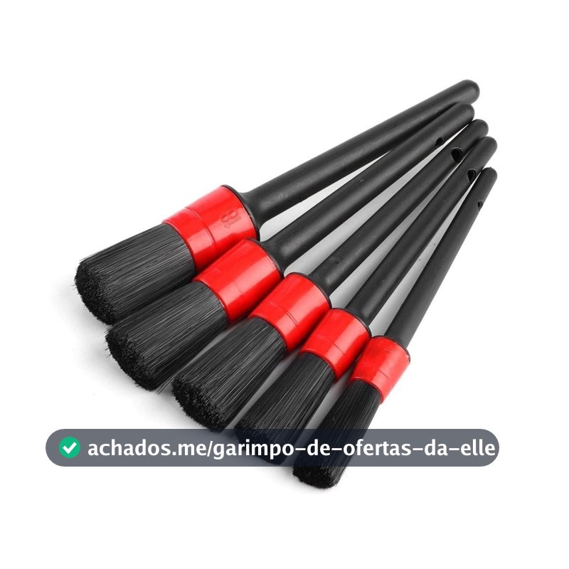 Kit 5 Pincéis Automotivos Detalhamento Limpeza Interno e Externo