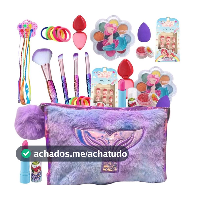 Kit Infantil Criança De Maquiagem Com Necessaire 18 ITENS no total Make Linda Completa