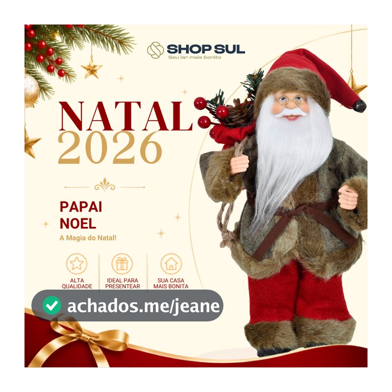 Papai Noel Decorativo 40cm Realista Super Luxo para  Decoração Natal
