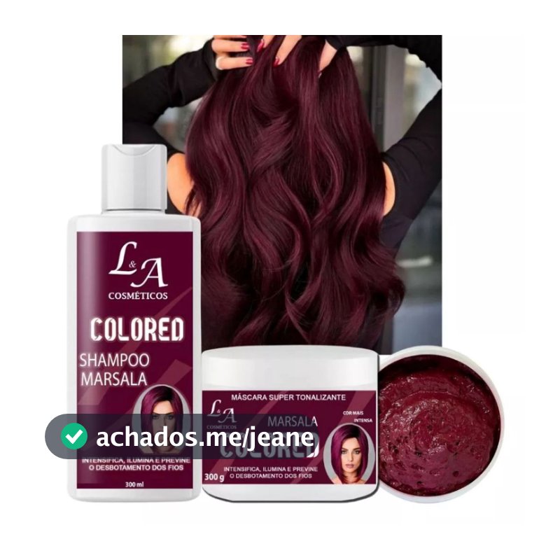 Kit Shampoo e Máscara Tonalizante Marsala Intenso - S/ Amônia - Resultado 100% Natural La cosméticos