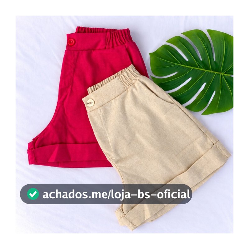 shortinho linho com elástico na cintura forrado doo PP oa G2