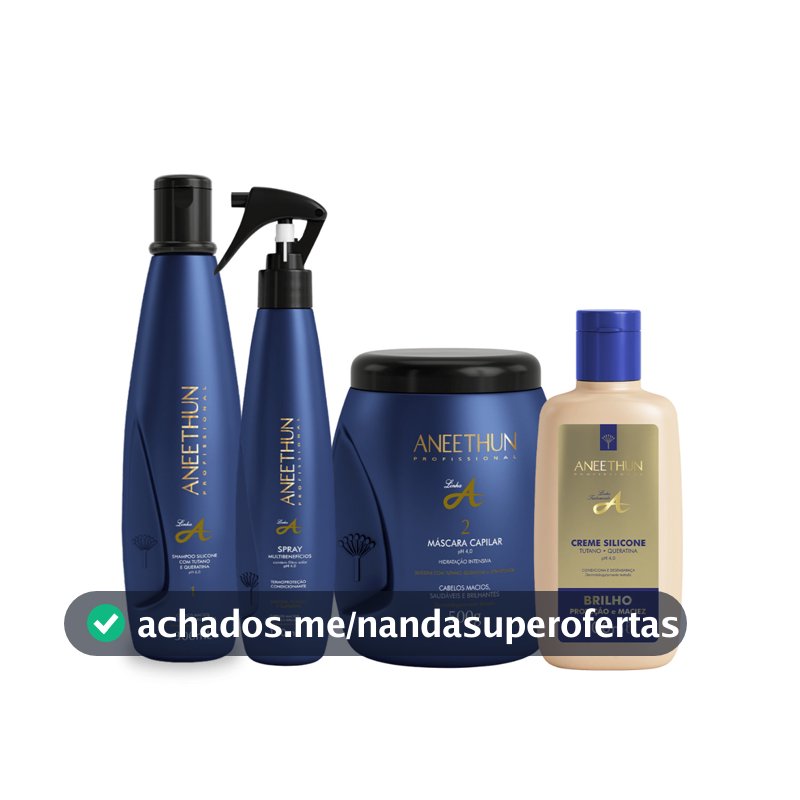 Kit Aneethun Hidratação Linha A Shampoo 300ml + Mascara 500g + Spray + Creme de Silicone 100ml