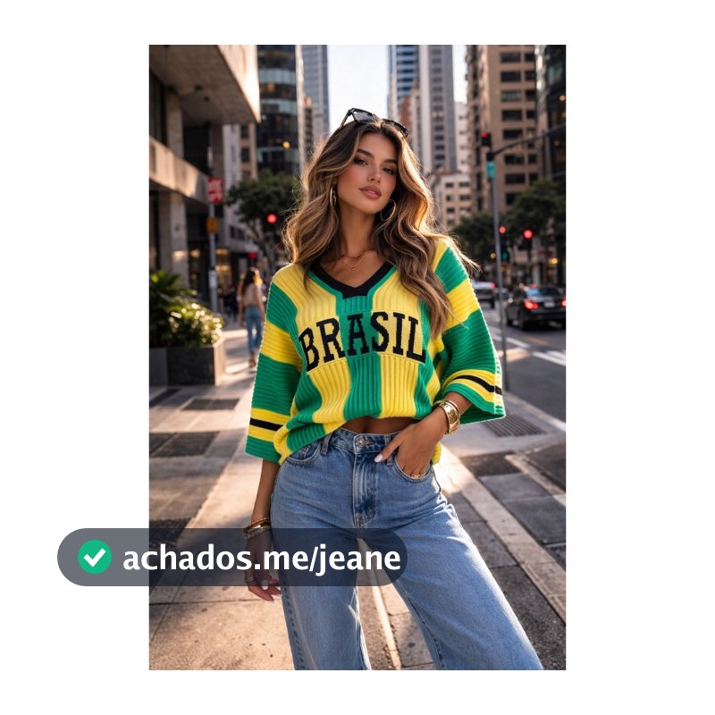 Blusa do Brasil Feminina Tricot Estilosa Elegante Tendência Copa Tricô