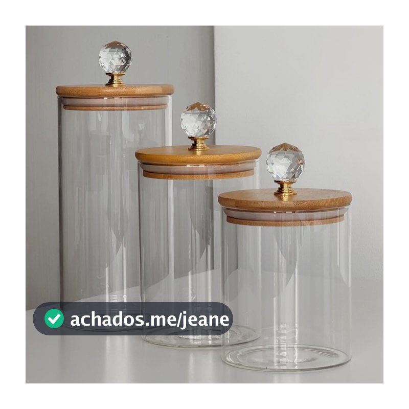 Jogo de Potes de Vidro Redondo cristal organizador armazenamentos de cozinha cantinho do café Tampa de Bambu