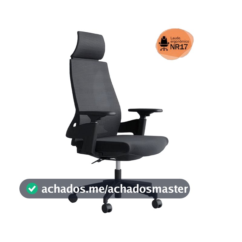 Cadeira de Escritório Presidente Ergonômica Giratória Modelo Toledo Cor Preta Certificada NR17