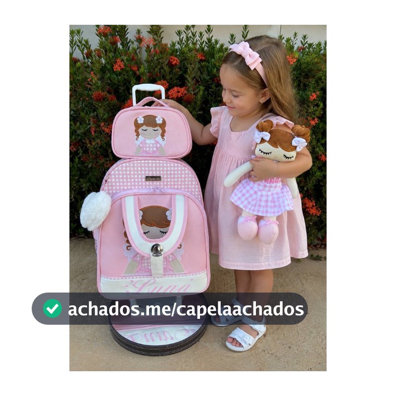 Mochila Escolar Infantil Personalizada com Carrinho – Nome Bordado ou Chaveiro | 40cm | Impermeável