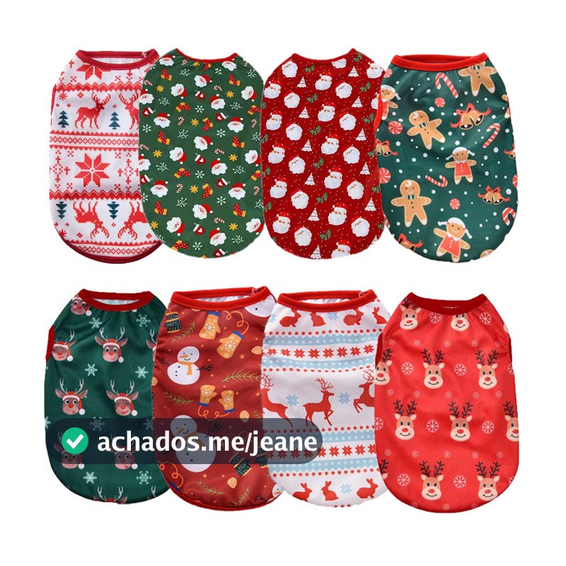 Roupas De Ano Novo Para Animais De Estimação Gato De Natal Cães Linda Camisa Sem Mangas Com Padrão De Desenho Animado
