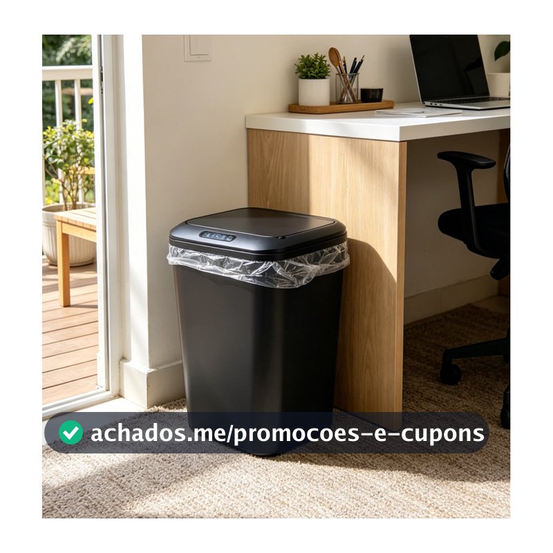 Lixeira Inteligente 20 Litros Premium Sensor De Proximidade Automática À Prova De Respingos Cozinha Banheiro