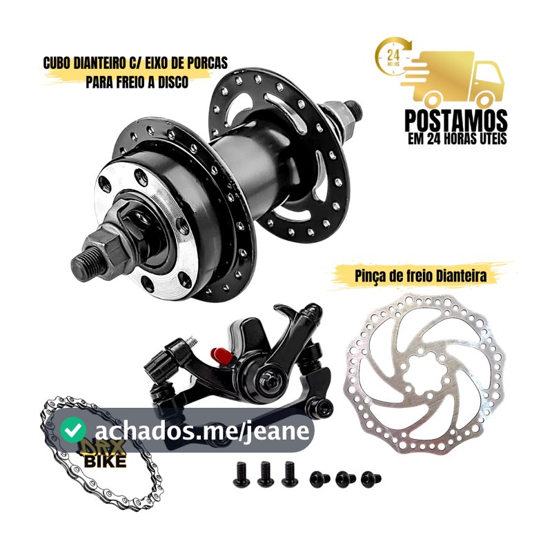 Cubo Bike Freio a Disco Dianteiro 36 Furos Eixo Porcas/Freio a Disco Dianteiro
