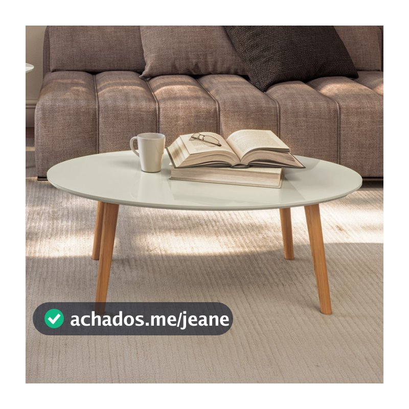 Mesa de Centro Oval Lisboa Off White/Frejó - Dalla Costa