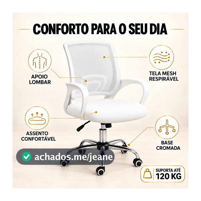 Cadeira de Escritório Executiva Ergonômica Giratória para Home Office - Inox Resistente