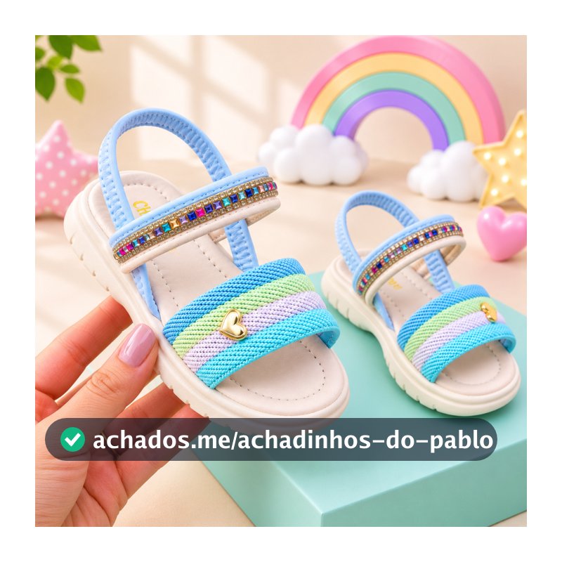 Sandália Infantil Menina Feminina Brilho Strass Colorido