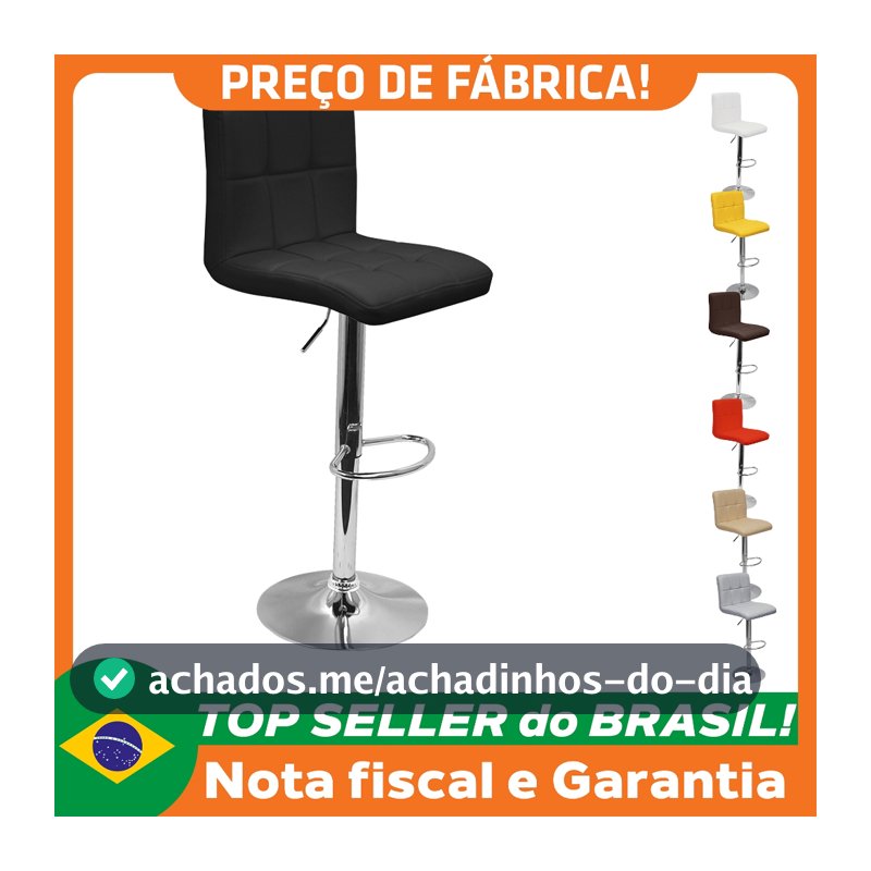 Banqueta Confort Gomos Estofada Couro Giratória c/ regulagem