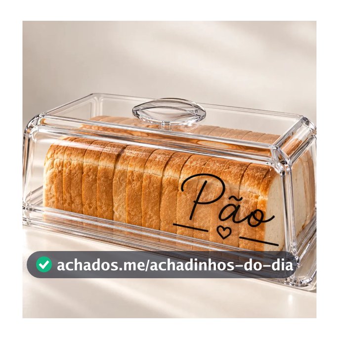 Cesto Porta Pães De Forma Cristal Premium Com Tampa Moderna