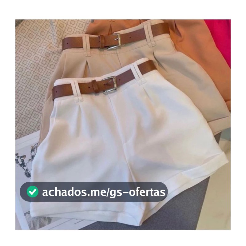 Short Alfaiataria Feminino Social Com Cinto Cintura Alta PROMOÇAO