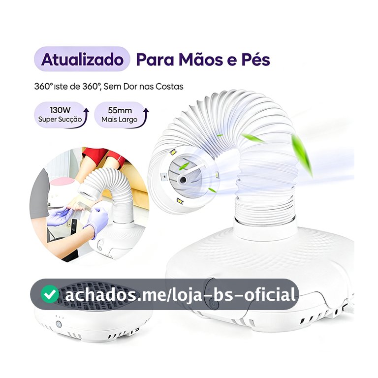 Coletor de Pó de Unhas Potente – Aspirador e Extrator de Pó para Nail Art e Manicure – Equipamento para Nail Designers