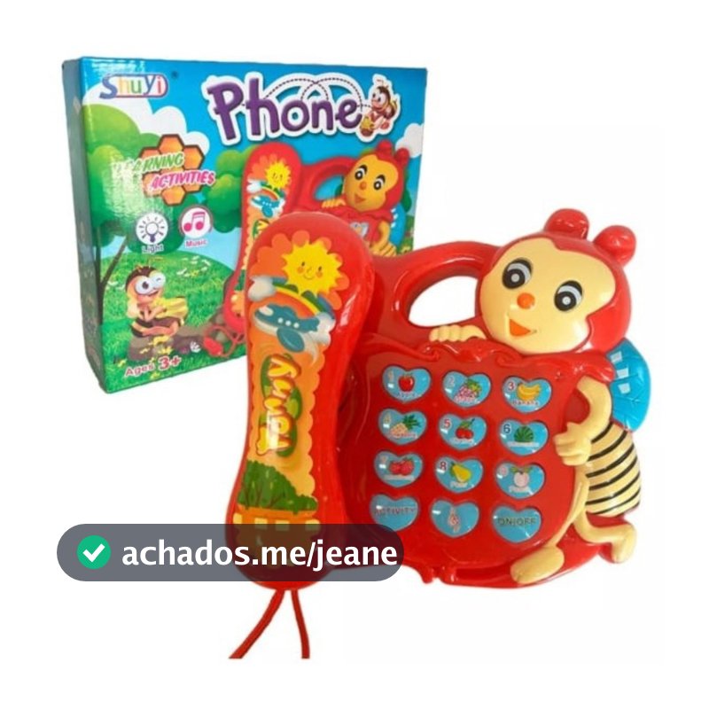 TELEFONE musical com luz e som ABELHA UNICORNIO animais TELEFONINHO piano didatico BB 12 TECLAS