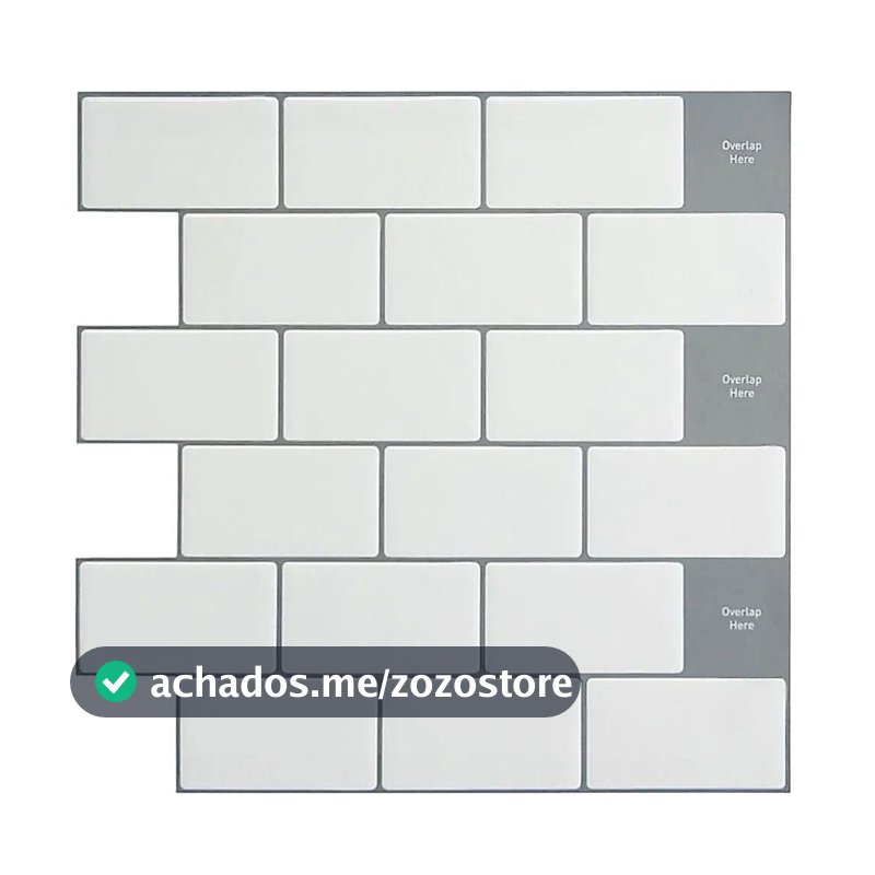 Pastilha Resinada Adesiva Tijolinho Branco 3D Revestimento Parede Cozinha Banheiro Moderna