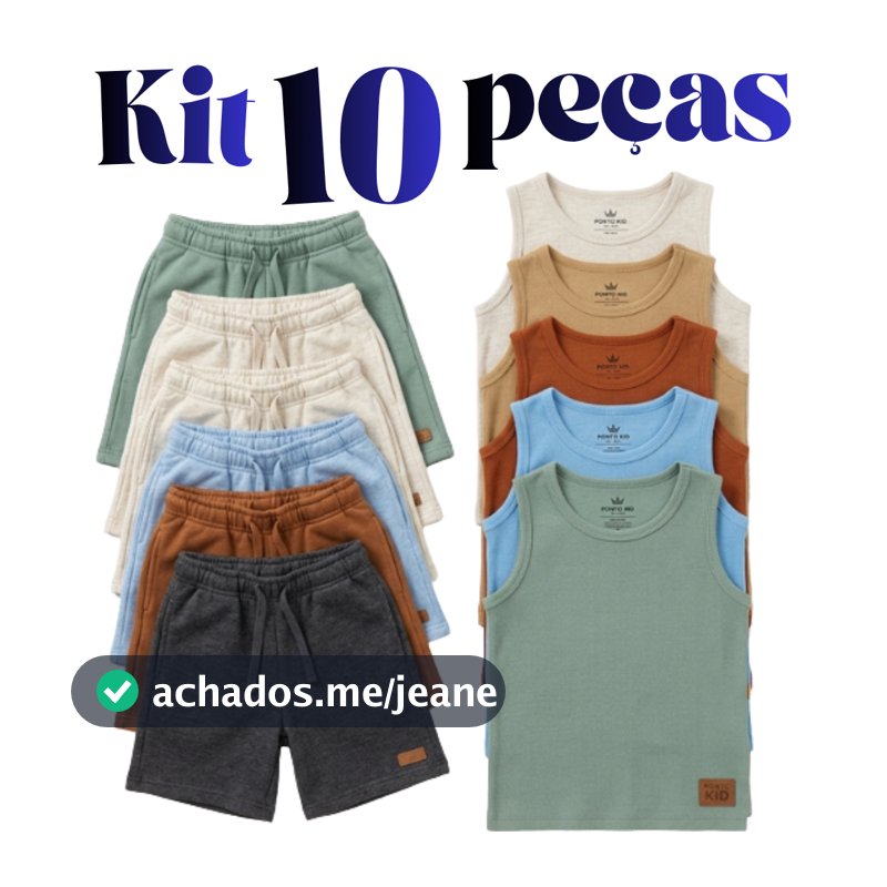 Kit 10 peça Infantil Masculino Regata + Bermuda Moletom Menino Roupa De Calor Basica Para Brincar tam 10 a 16 anos