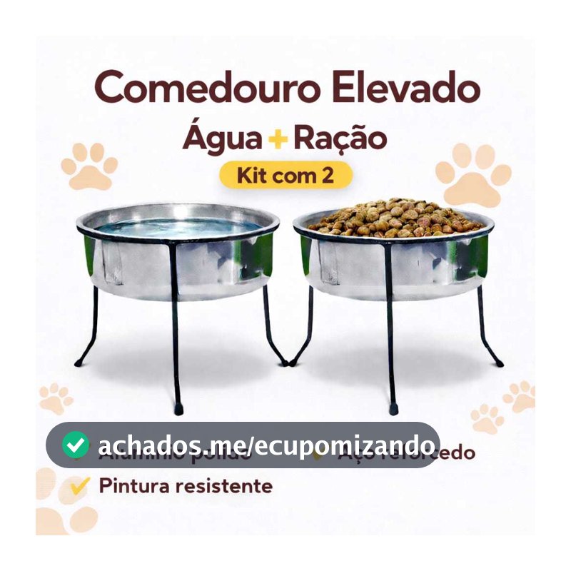 Comedouro e Bebedouro Pote, Vasilha Elevado Para Cachorros e Gatos (2 unid)
