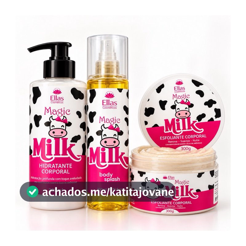Kit Vaquinha Magic Milk Hidratante Corporal + Esfoliante Corporal + Body Splash 200ml