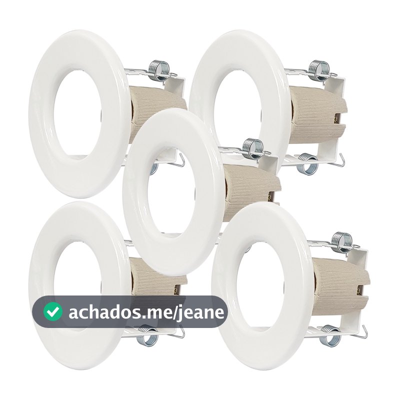 Kit 5 Spots Brancos de Embutir para 1 lâmpada Foco Fixo