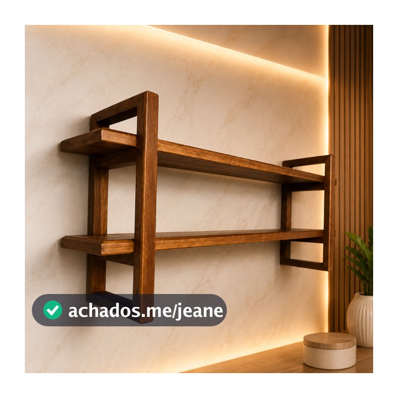 Prateleira Decorativa Premium Madeira Maciça Estilo Industrial Moderna Suspensa Rústica para Sala Cozinha Banheiro