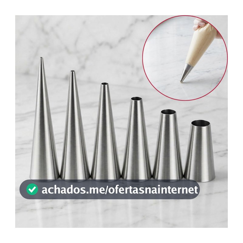 Kit Bico de Confeitar Liso Perle 6 Peças Inox Confeiteiro Profissional Grande Confeitar Bolos Doces