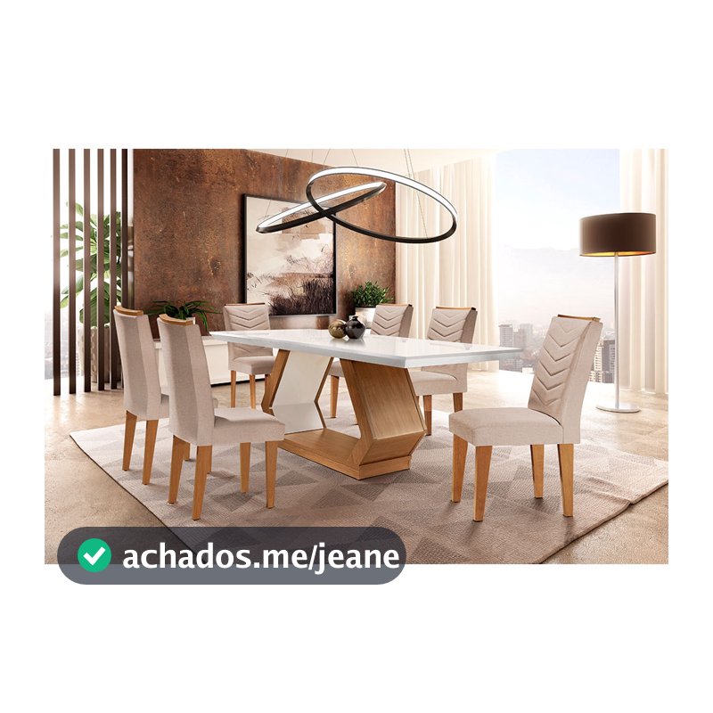 Conjunto Mesa de Jantar 6 Cadeiras Tampo MDF Retangular Rufato Alvorada Londrina