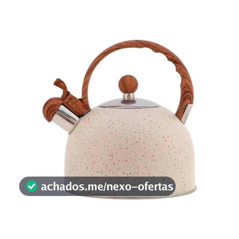 Chaleira Bule De Chá Com Apito Indução Fervedor Inox Roma 2 Litros Moderna Premium