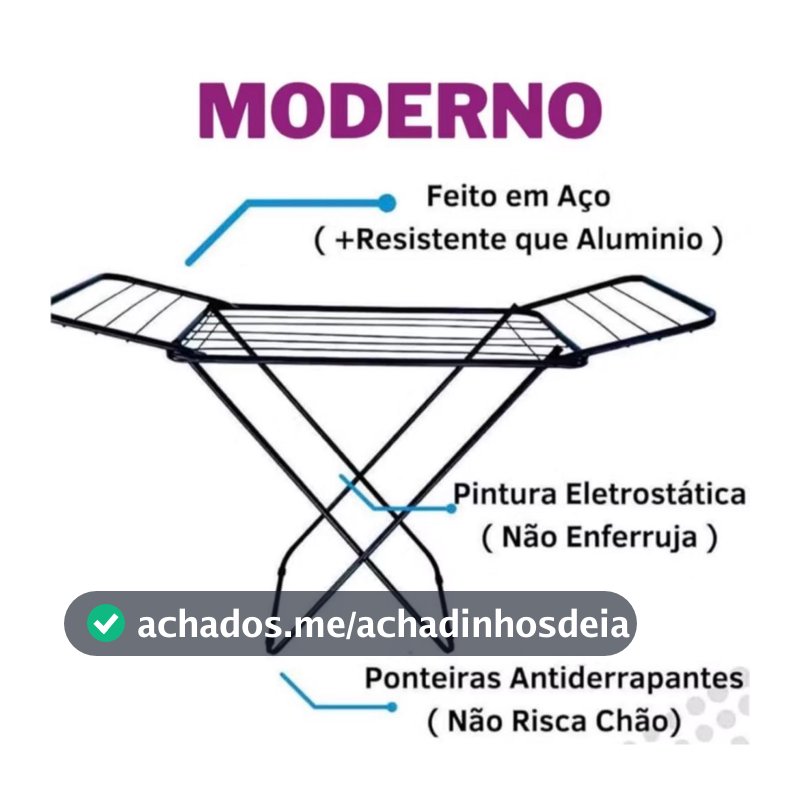 Varal De Chão Com Abas Dobrável Aço Secalux 12kg Varal de Apartamento Retratil