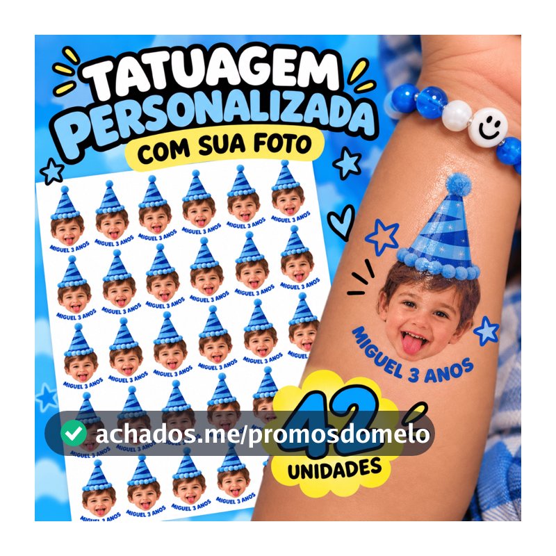 Tatuagem Temporaria Personalizada Aniversario 42 unidades
