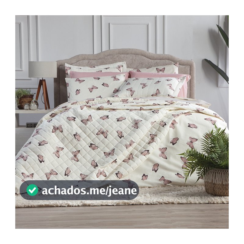 Colcha Cobre Leito Borboletas Azul e Rosa e estampas de Alto Padrão Envio Imediato
