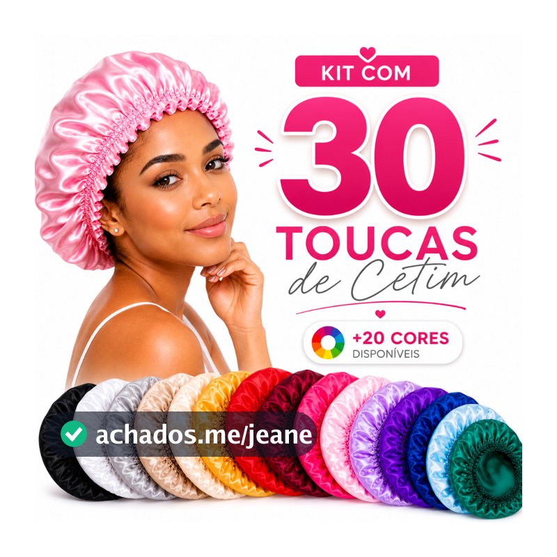 Kit 30 Toucas de Cetim Profissional Anti-Frizz Salão de beleza hidratação profunda Atacado Revenda