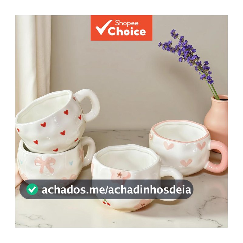Conjunto De Caneca E Pires De Cerâmica Com Arco Pintado À Mão , Xícara De Chá De Café Fofa Para Escritório Doméstico