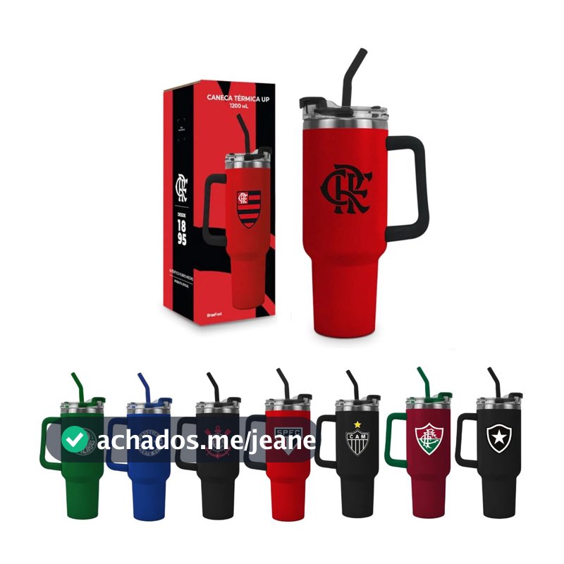 Copo / Caneca Termica UP Gigante - Clubes do Brasil - Oficial - 1,2L - Brasfoot