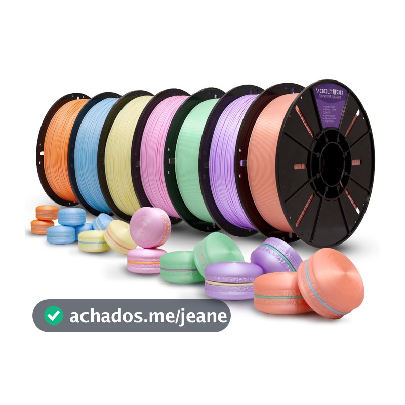 Filamento PLA Macaron Velvet Voolt3D 1Kg 1,75mm Efeito Aveludado Tons Pasteis Para Impressora 3D FDM
