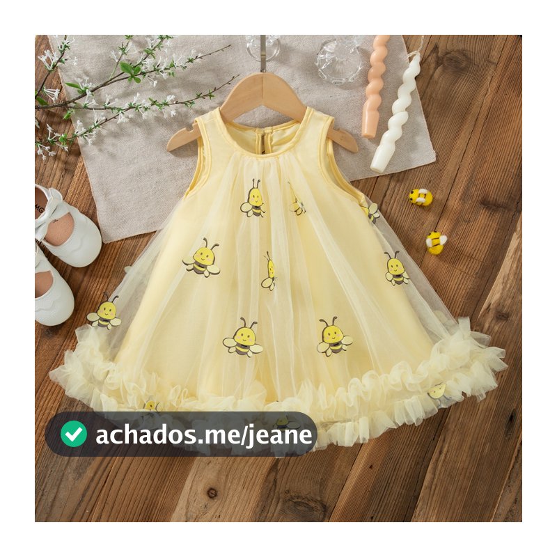 Little Bee Chiffon Bebê Menina Vestido De Princesa Verão Novas Roupas Infantis (9 Meses-4 Anos)