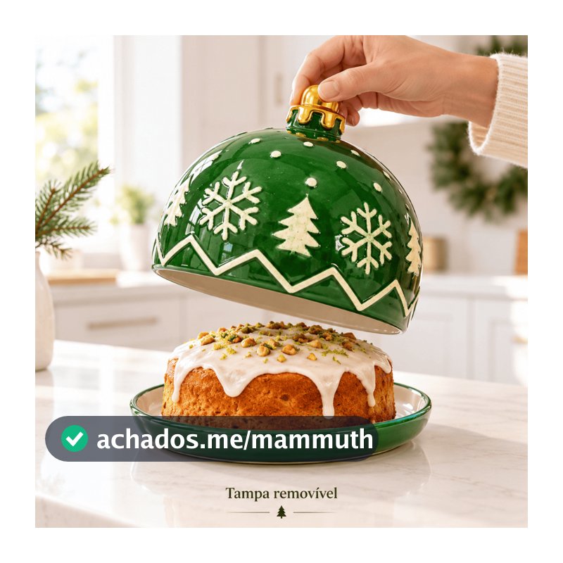 Porta Queijos e Bolo em Porcelana Design Bola de Natal 16cm Decoração Natalina Cerâmica