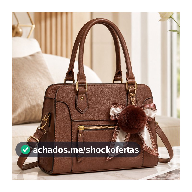 Bolsa Feminina Com Laço Pompom Alça Transversal Removivel Bolsa De Mão Casual Elegante Varias Cores
