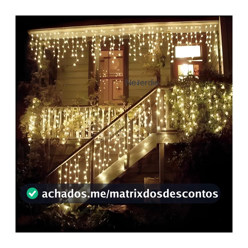 Cascata 200 Led's 110v/220v Fixo 5 M Natal para festas e decoração 200Cascata
