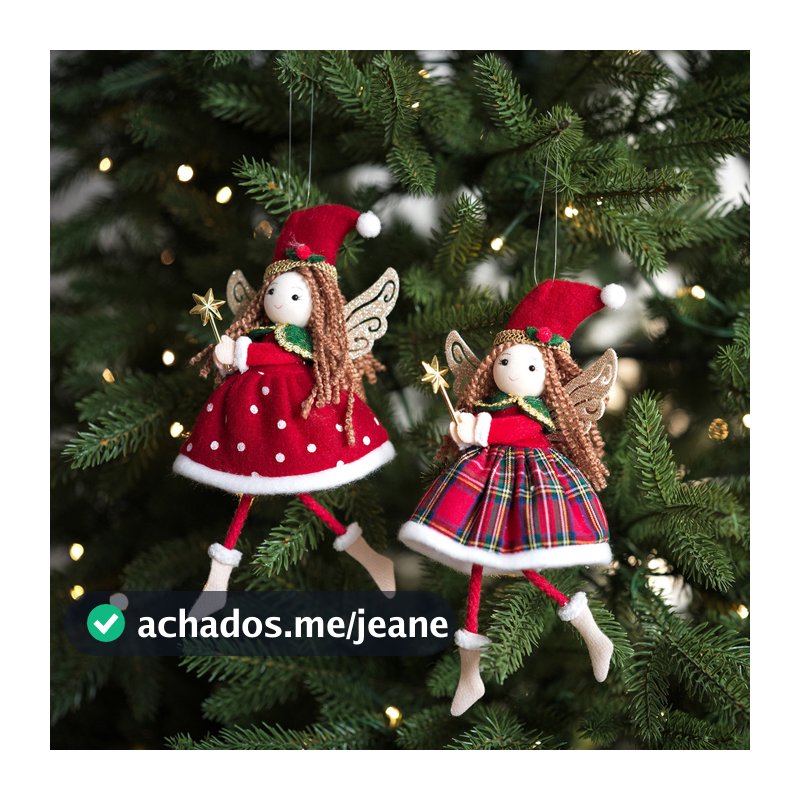 Presente de boneca de Natal com pingente de menina anjo de Natal