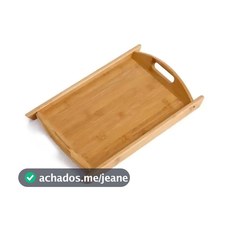 Bandeja Em Bambu Com Alça Para Servir Retangular 34X23Cm