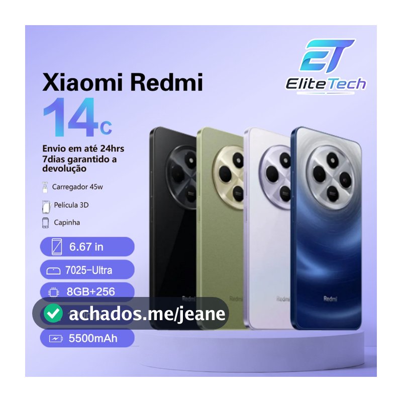 Smartphone Celular Xiaomi Redmi 14c 256gb  8gb RAM 128gb 4gb Dual Sim 50MP Global 14 c Lançamento