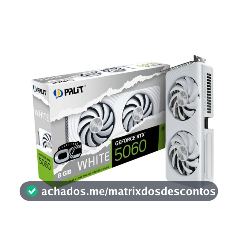 Placa de Video GeForce NVIDIA PALIT RTX5060 WHITE OC 8GB GDDR7 NE75060U19P1-GB2063M