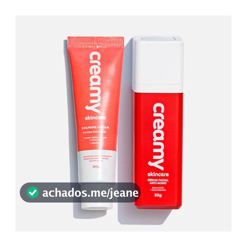 Kit Creamy Skincare Duo Anti-Idade - Sérum Anti idade - Retinal + Gel Creme Hidratante Facial Calming Cream