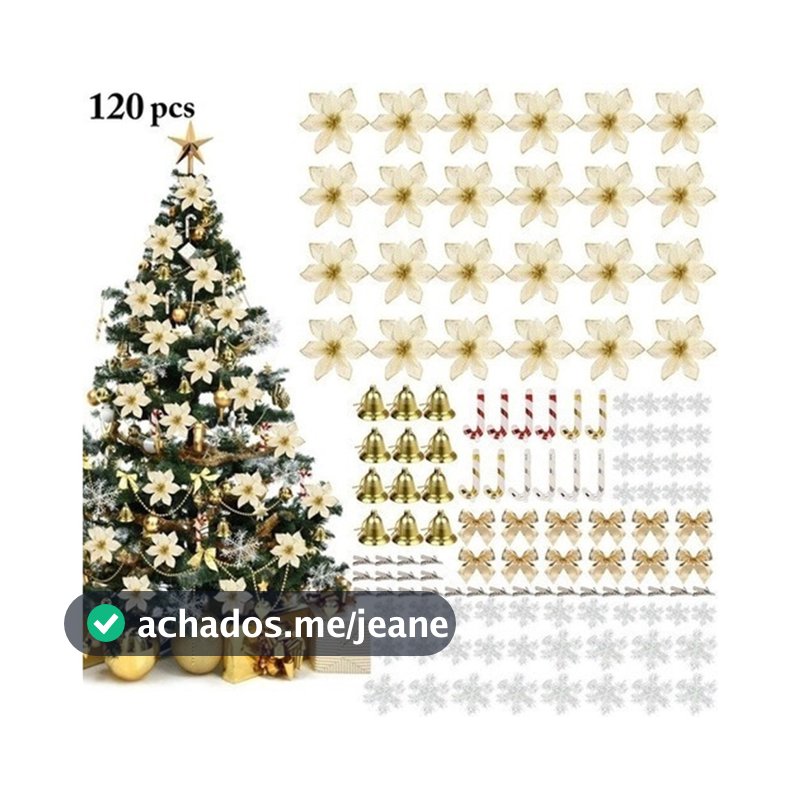 120Pcs Flores Natalinas Enfeites Artificial Arvore Natal Decorada