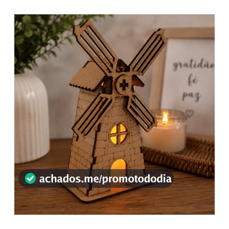 Casinha Em MDF Vila Com Moinho Decorativo Rústico Para Maquete Enfeite De Natal